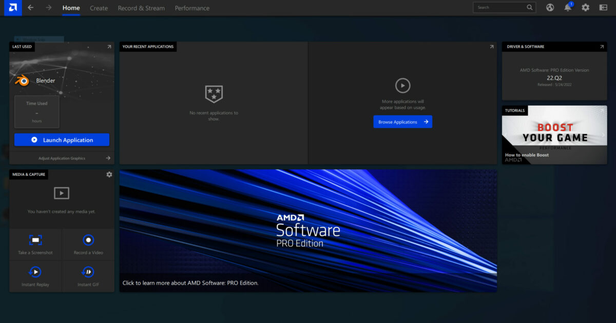 AMD Radeon Pro Software Interface